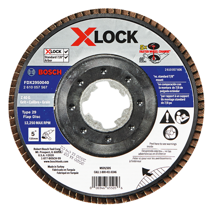 Bosch FDX2950040 5 In. X-LOCK Arbor Type 29 40 Grit Flap Disc