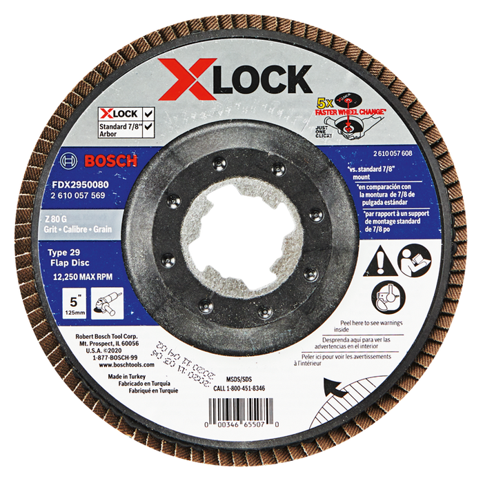 Bosch FDX2950080 5 In. X-LOCK Arbor Type 29 80 Grit Flap Disc