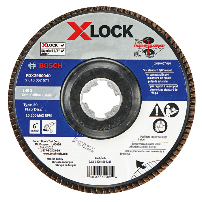 Bosch FDX2960040 6 In. X-LOCK Arbor Type 29 40 Grit Flap Disc