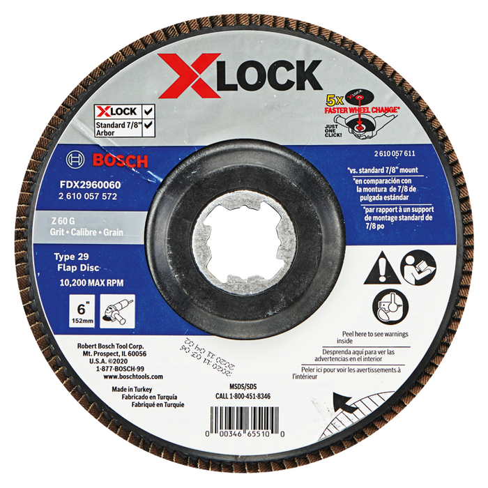 Bosch FDX2960060 6 In. X-LOCK Arbor Type 29 60 Grit Flap Disc