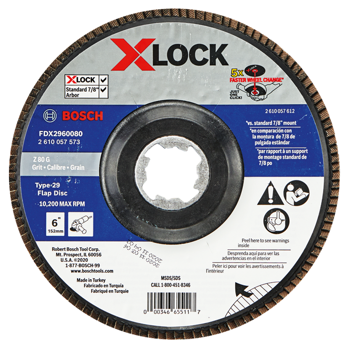 Bosch FDX2960080 6 In. X-LOCK Arbor Type 29 80 Grit Flap Disc