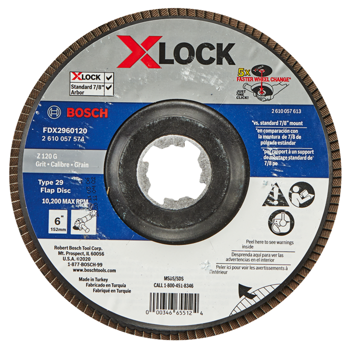 Bosch FDX2960120 6 In. X-LOCK Arbor Type 29 120 Grit Flap Disc