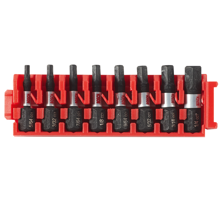 Bosch ITDHV108C 8 pc. Driven 1 In. Impact Hex Insert Bits with Clip for Custom Case System