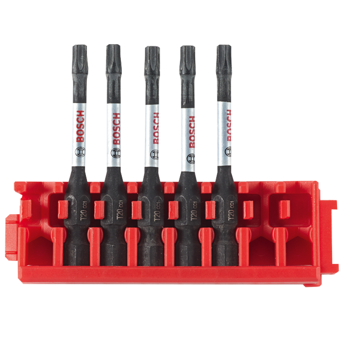 Bosch ITDT20205C 5 pc. Driven 2 In. Impact Torx #20 Power Bits with Clip for Custom Case System