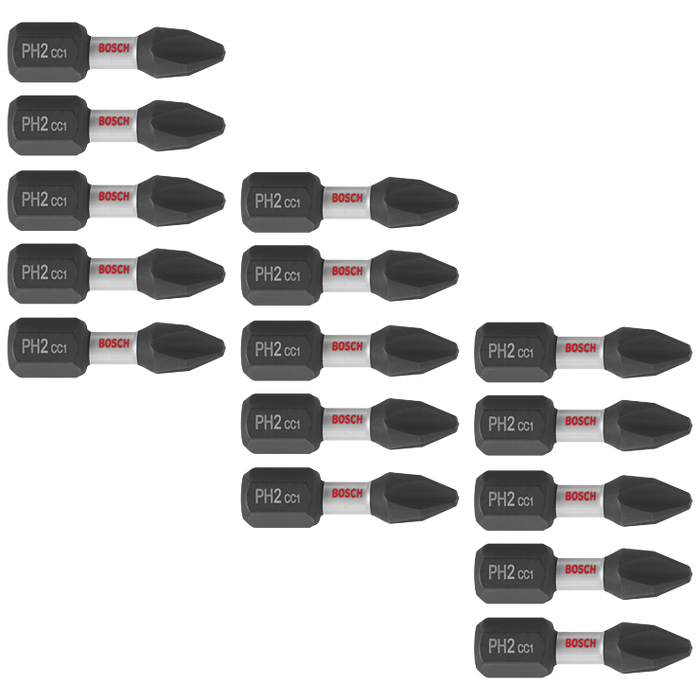 Bosch ITDPH2115 15 pc. Driven 1 In. Impact Phillips #2 Insert Bits