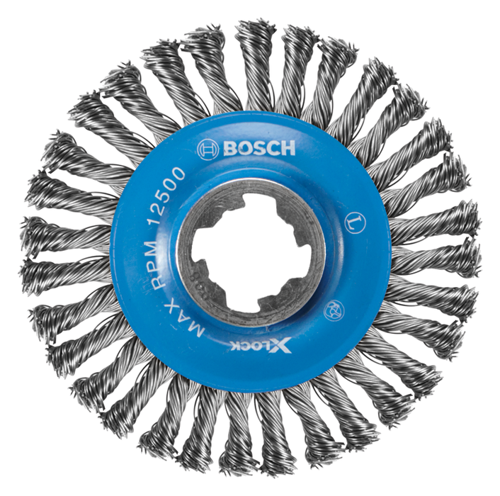 Bosch WBX408 4-1/2 In. Wheel Dia. X-LOCK Arbor Carbon Steel Stringer Bead Knotted Wire Wheel